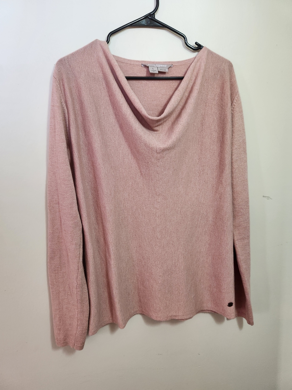 Royal Robbins Wool Blend Blush Pink Cowl Neck Sweater L Large